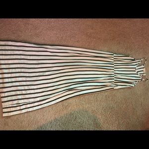 Olive Rae long black and white stripe dress
